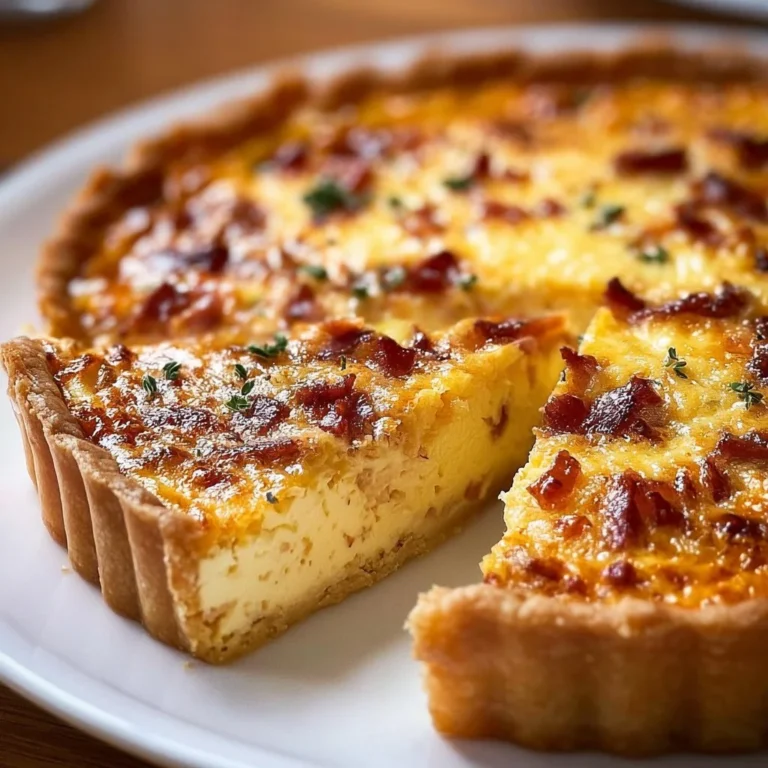Savory bacon and cheese quiche served with a fresh salad
