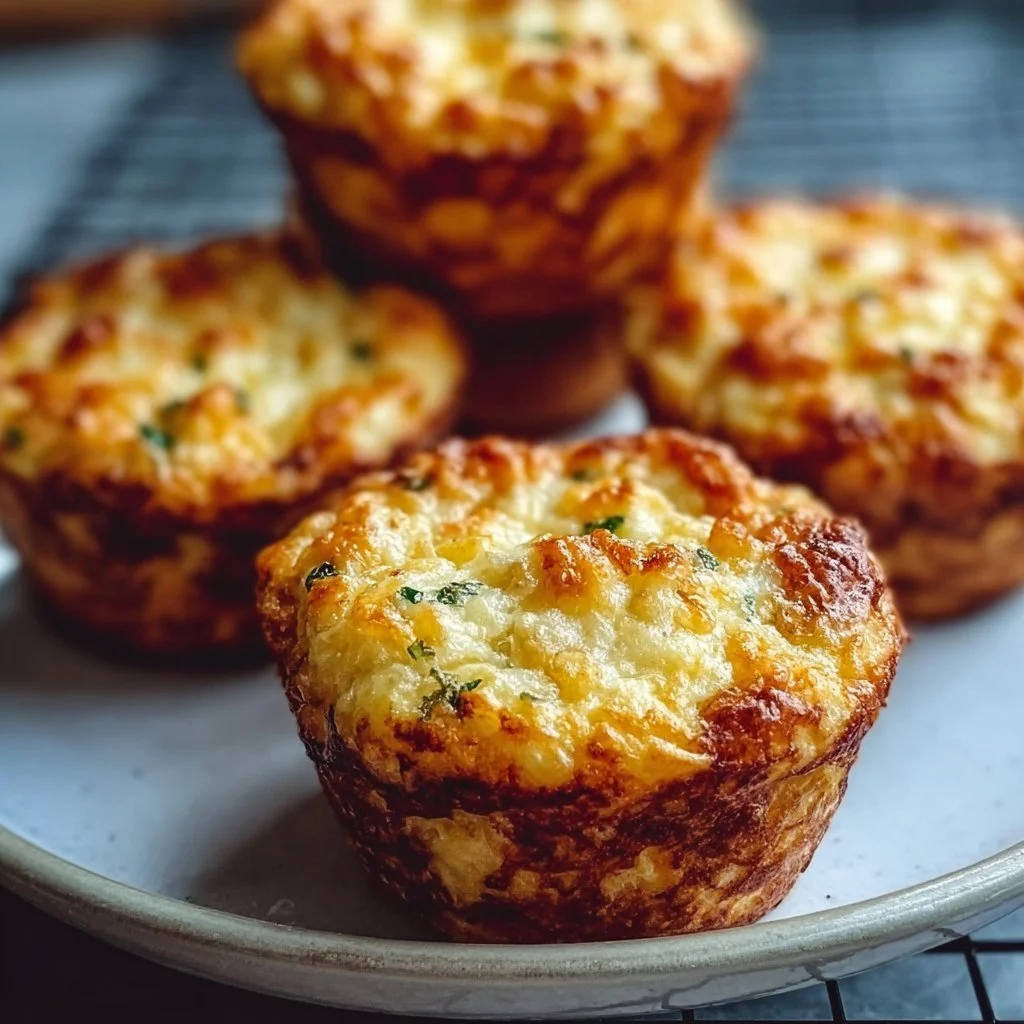 Savory cottage cheese muffins with herbs and spices on a wooden table