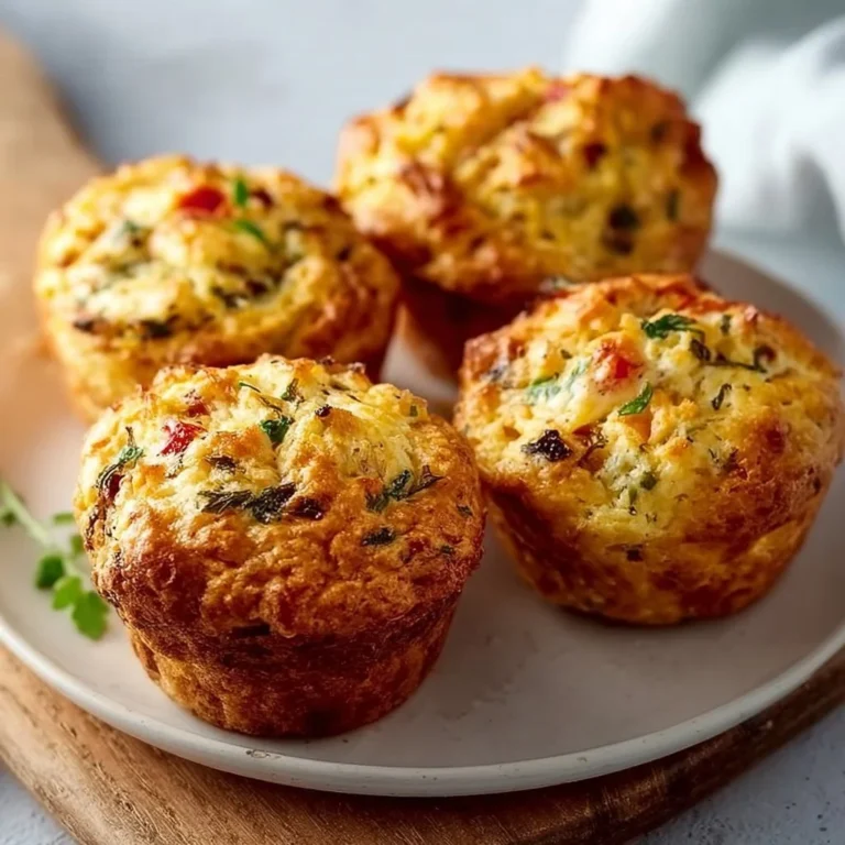 A variety of freshly baked savory muffins with herbs and cheese.