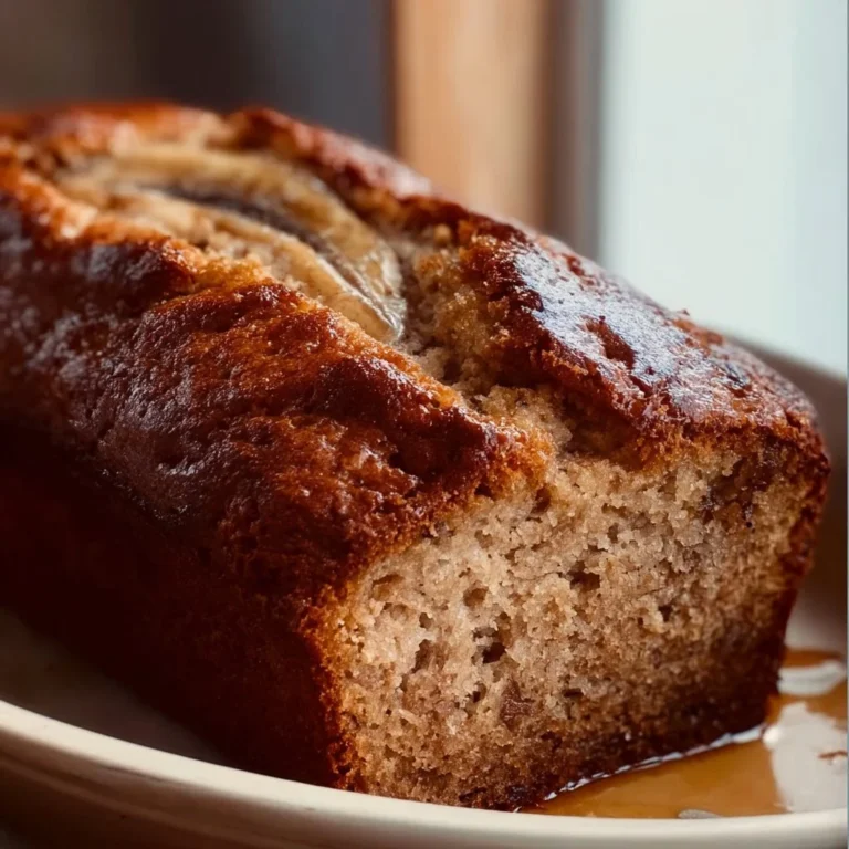 Sourdough Discard Banana Bread fresh out of the oven, showcasing its golden crust.