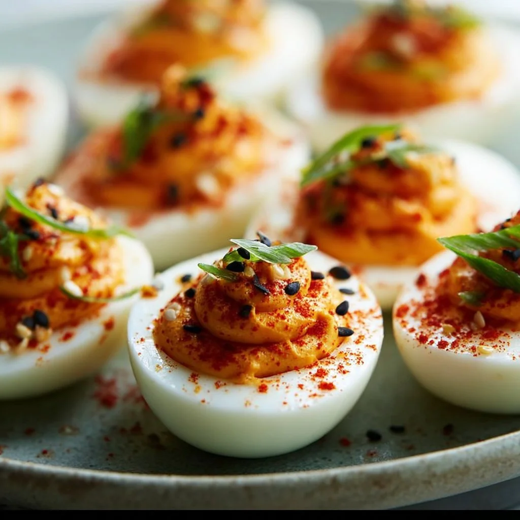 Spicy Gochujang Deviled Eggs