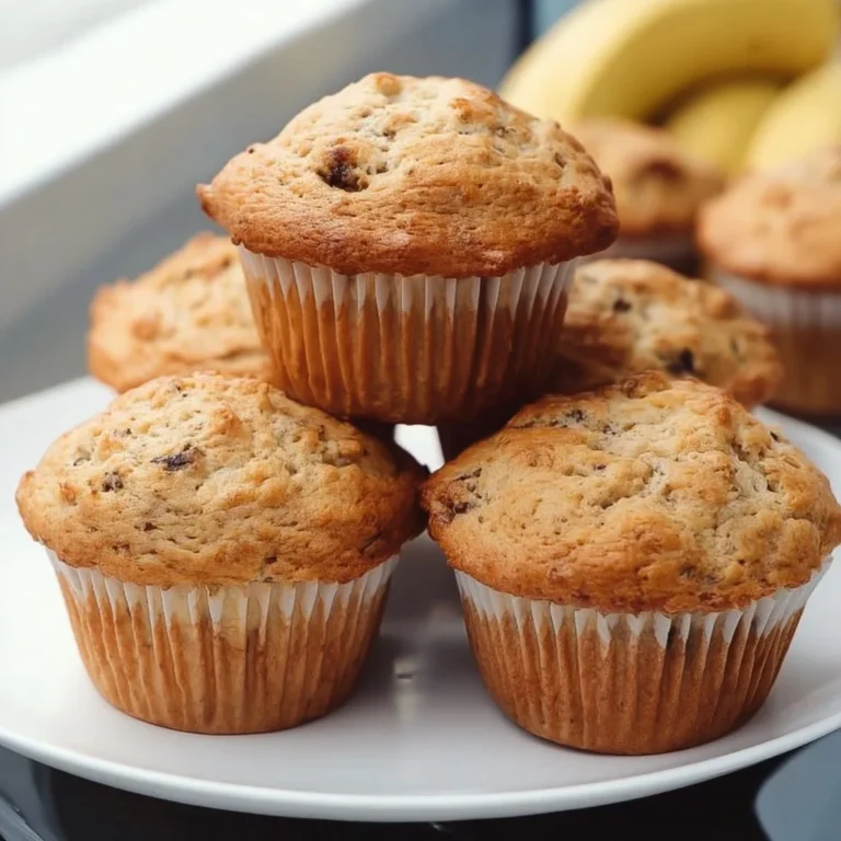 Delicious homemade Vegan Banana Muffins on a cooling rack.