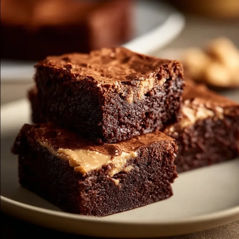 Decadent Baileys brownies topped with chocolate drizzle and whipped cream