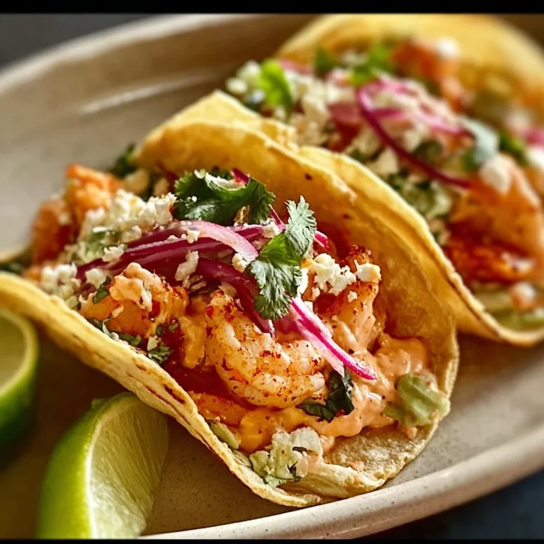 Delicious Baja shrimp tacos with fresh toppings and savory flavors
