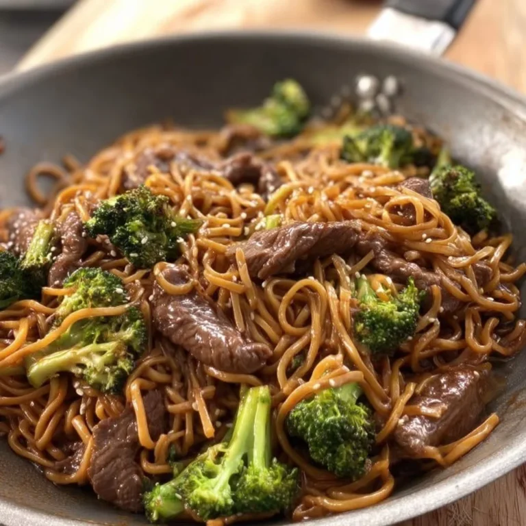 Delicious Beef and Broccoli Lo Mein noodles with tender beef and fresh veggies