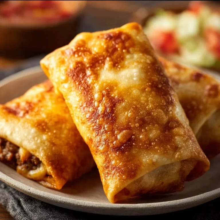 Delicious Beef and Cheese Chimichangas garnished with fresh salsa
