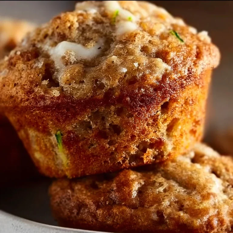 Delicious banana zucchini muffins on a wooden table
