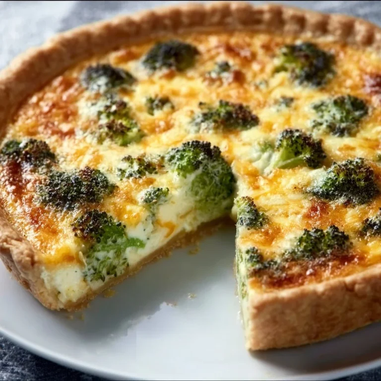 Homemade Broccoli and Cheese Quiche baked to perfection