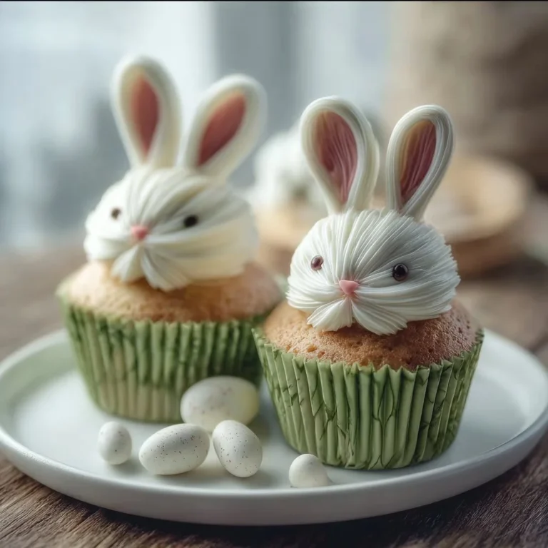Decorated Bunny Cupcakes with pastel frosting for Easter celebration