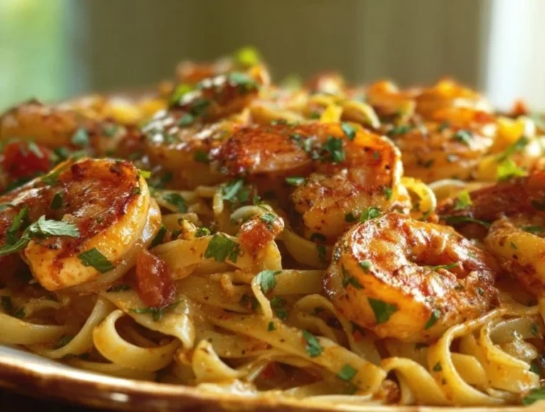Delicious Cajun Shrimp Pasta with spicy shrimp and creamy sauce