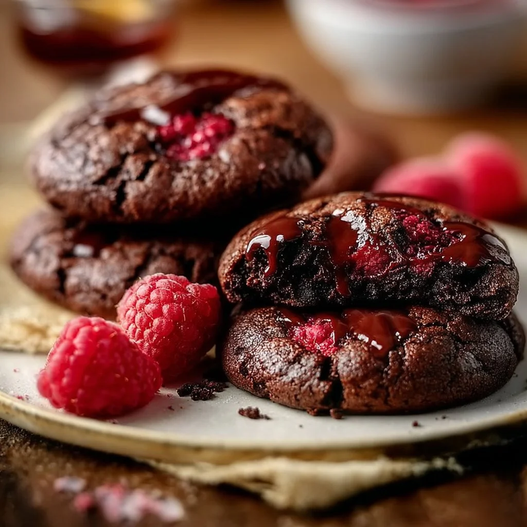 Chocolate Raspberry Fudgy Cookies
