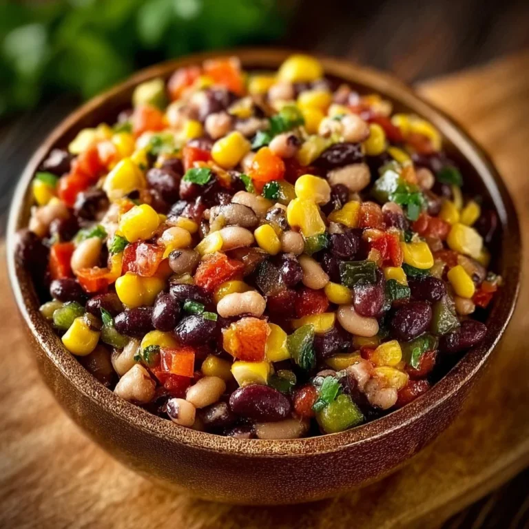 Delicious Cowboy Caviar made with fresh vegetables and beans