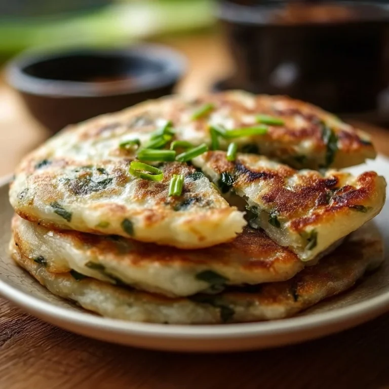 Golden crispy Chinese scallion pancakes with fresh green onions