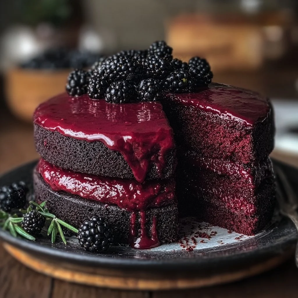 Decadent Blackberry Velvet Gothic Cake