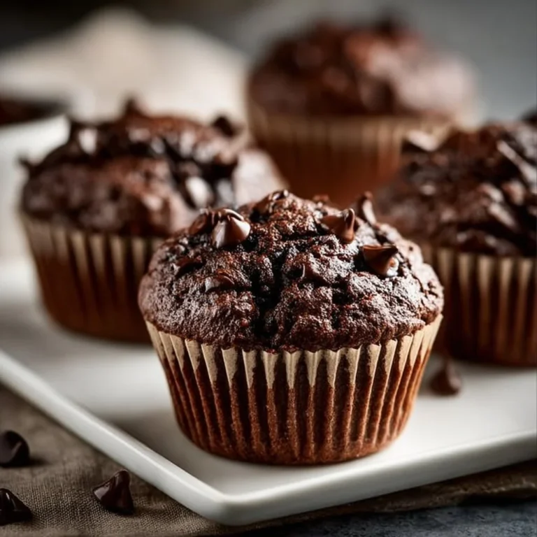 Delicious double chocolate espresso muffins fresh from the oven