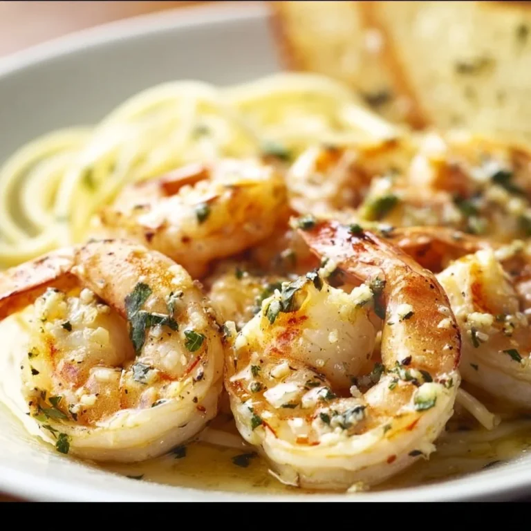 Plate of easy shrimp scampi with garlic, butter, and parsley