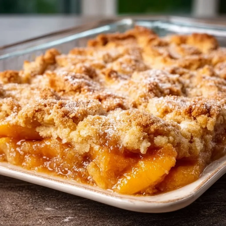Easy triple crust peach cobbler dessert with fresh peaches and golden crust