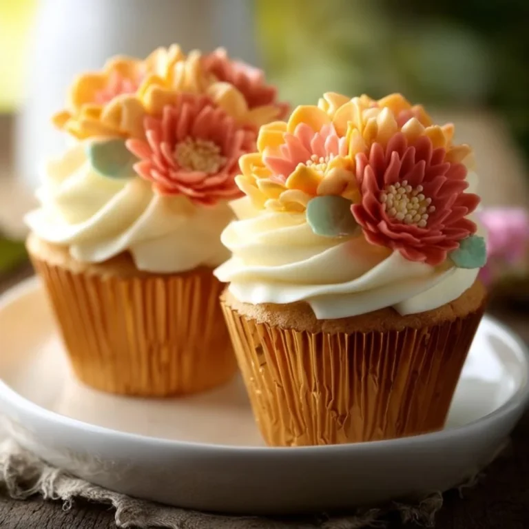 Fall buttercream flower cupcakes decorated with vibrant autumn colors
