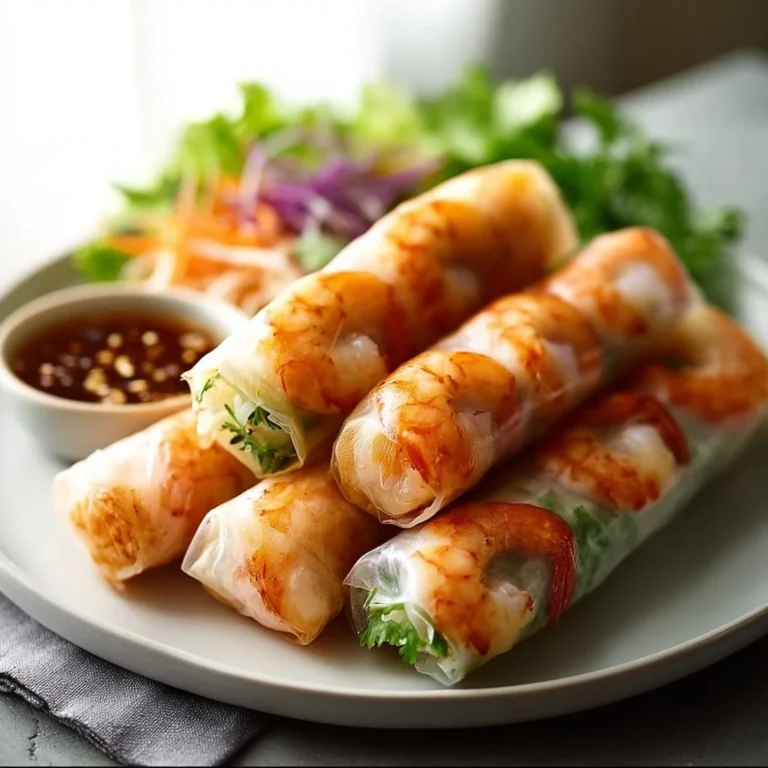 Fresh shrimp spring rolls with vibrant veggies and dipping sauce