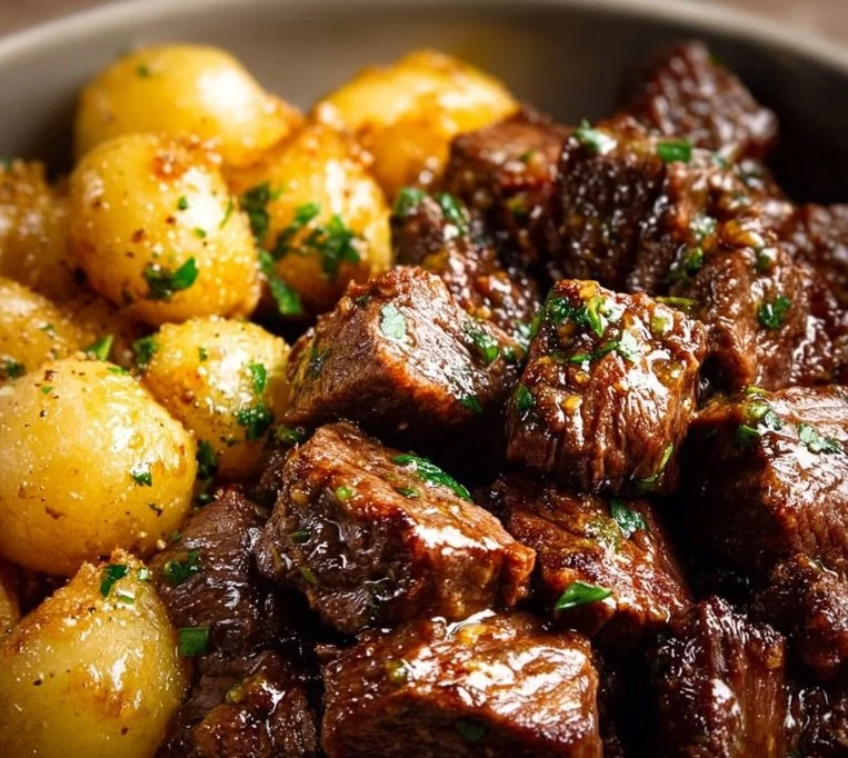 Garlic Butter Beef Bites with Potatoes