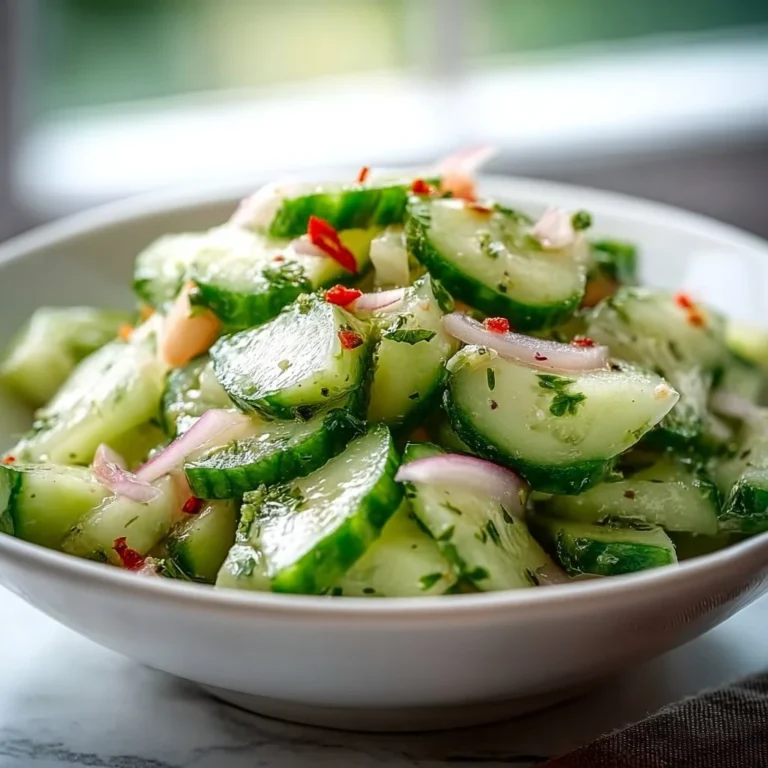High-protein cucumber salad with fresh ingredients in a bowl