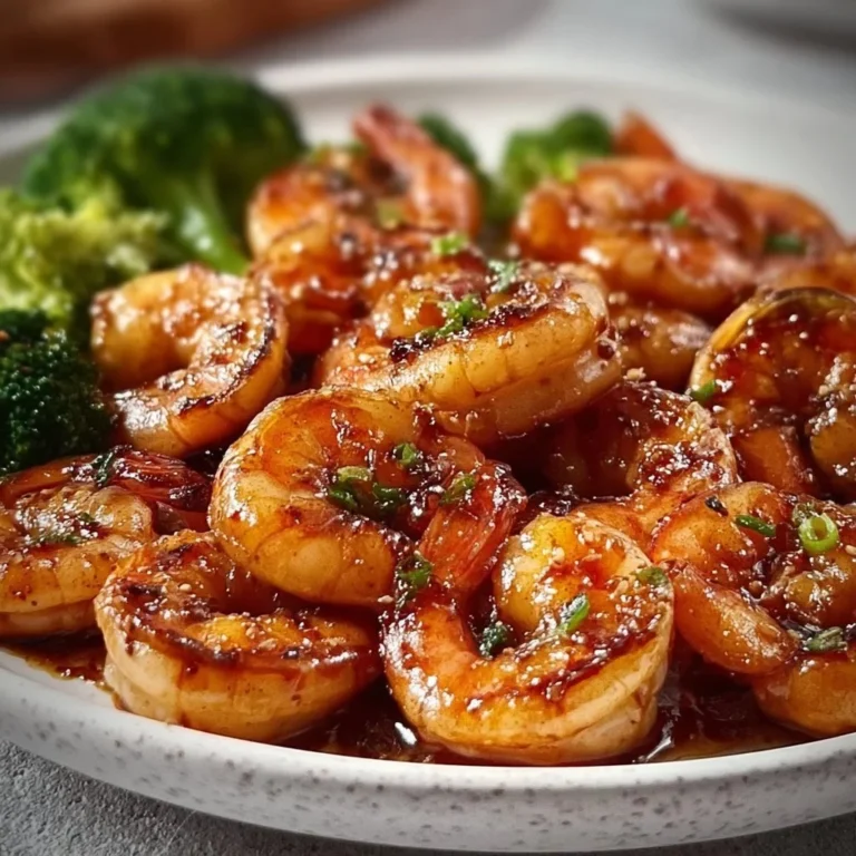 Delicious high-protein honey garlic shrimp served with vegetables