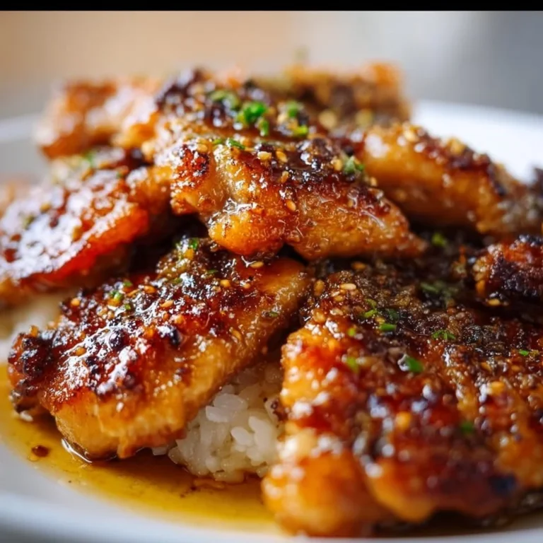 Plate of Lazy Honey Garlic Chicken garnished with green onions and sesame seeds