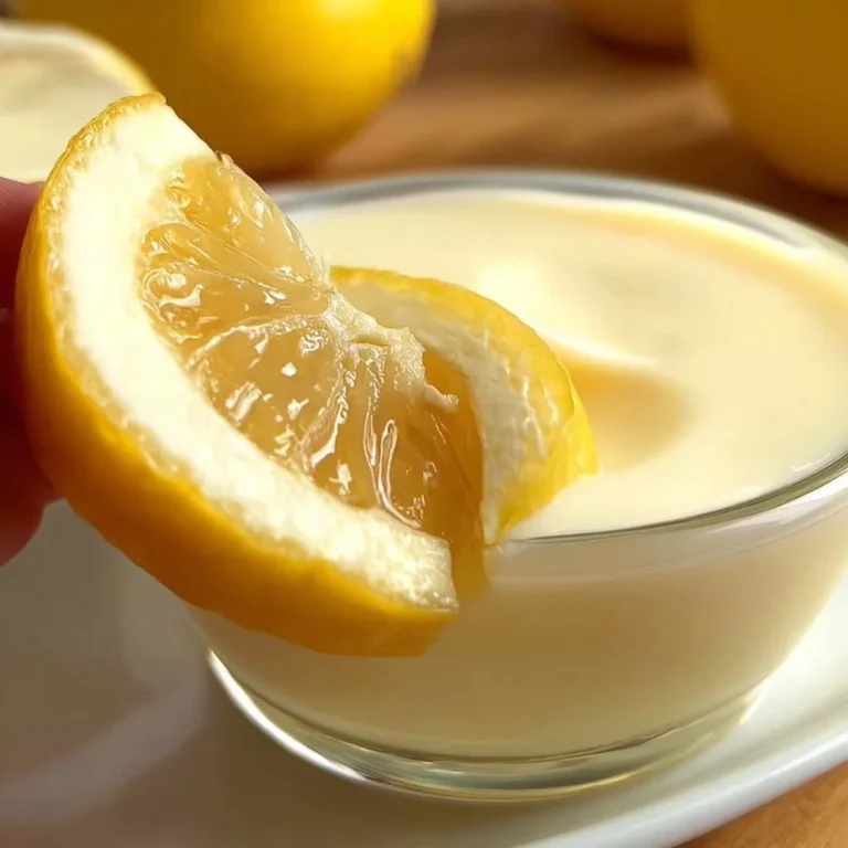 Delicious lemon posset dessert garnished with a lemon slice and mint leaves
