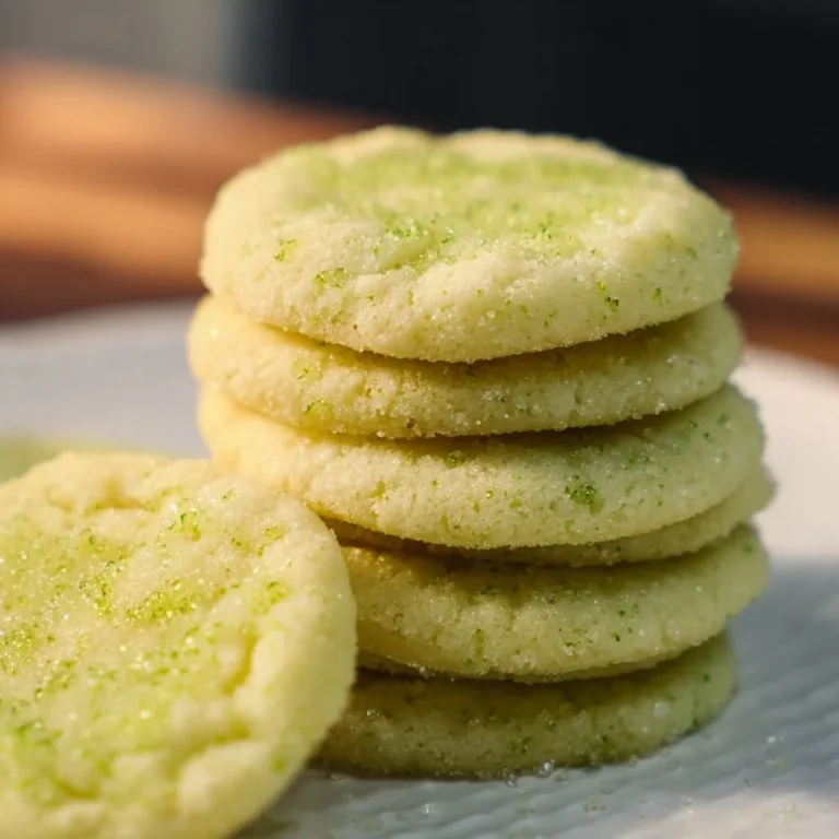 Fresh lime sugar cookies on a plate, garnished with lime zest
