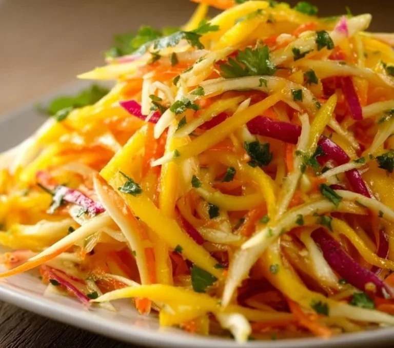 Delicious Mango Slaw with fresh ingredients and vibrant colors