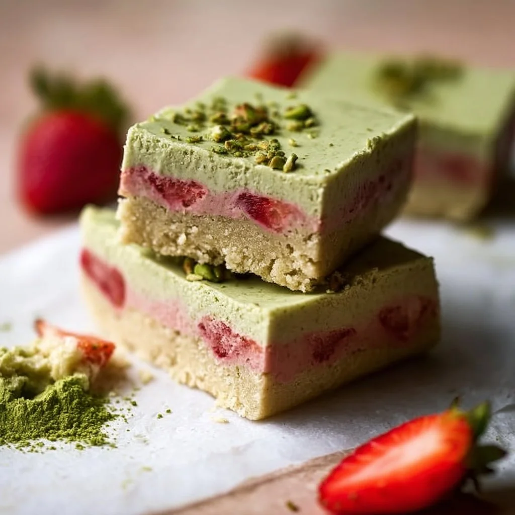 Matcha Strawberry Cream Bars