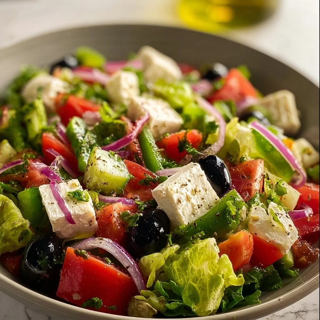 Mediterranean Greek Salad with fresh vegetables and feta cheese