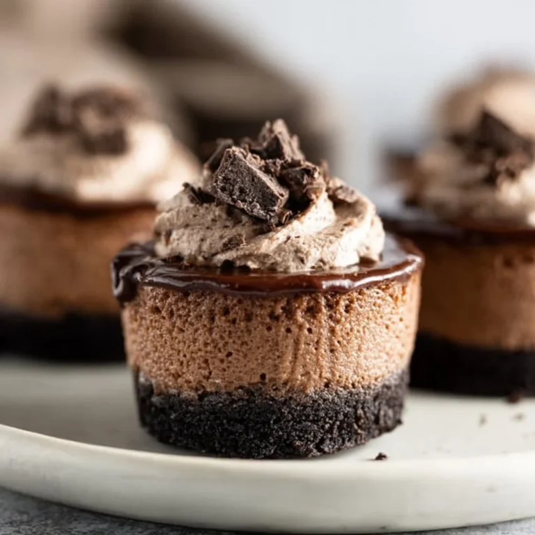 Mini Triple Chocolate Cheesecakes topped with chocolate ganache