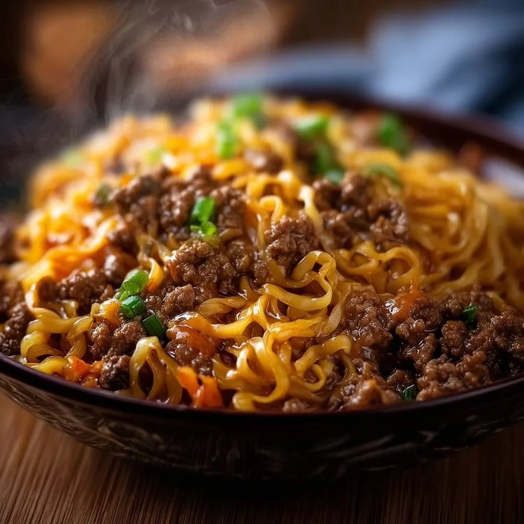 Mongolian Ground Beef Noodles