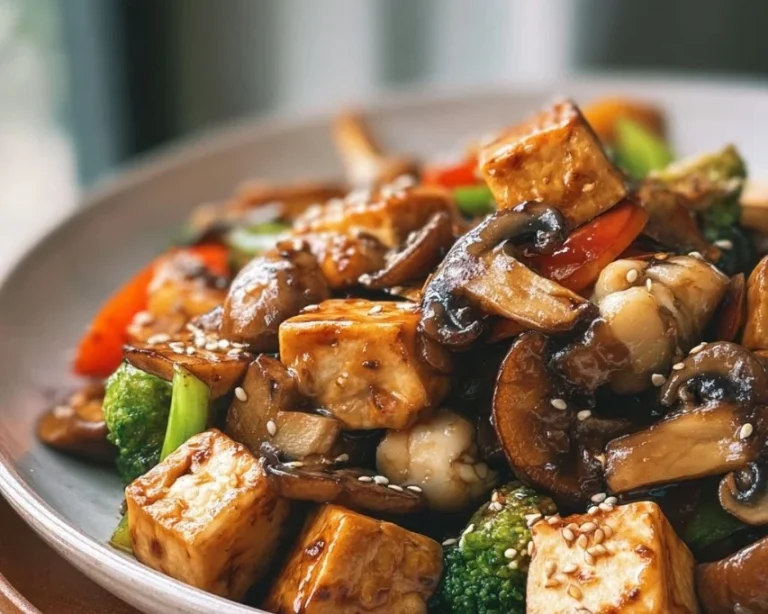 Delicious Mushroom Tofu Stir-Fry with fresh vegetables