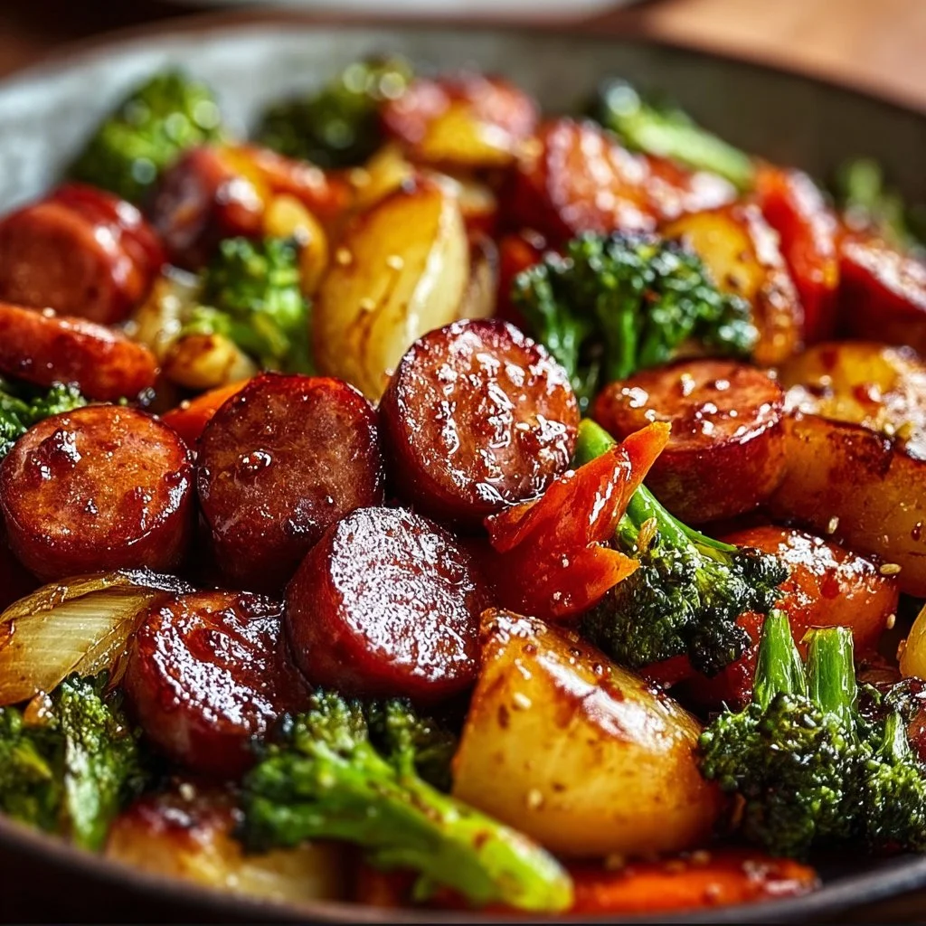One-Pan Honey Garlic Kielbasa & Veggies