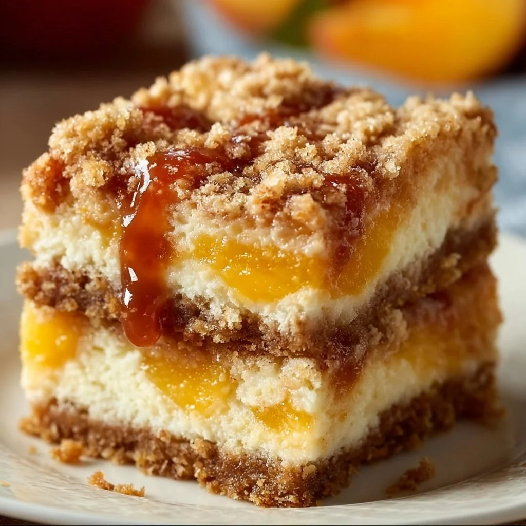 Peach Cobbler Cheesecake Bars