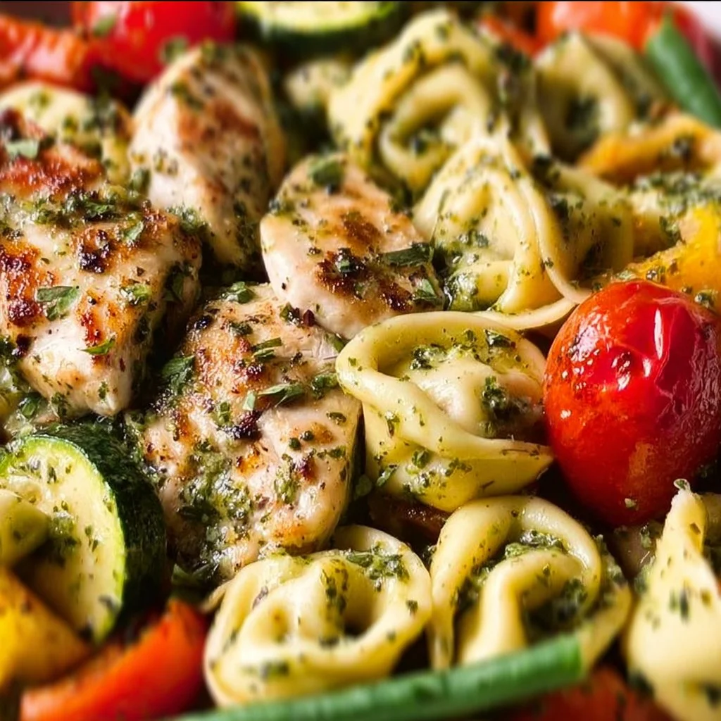 Pesto Chicken with Tortellini and Veggies