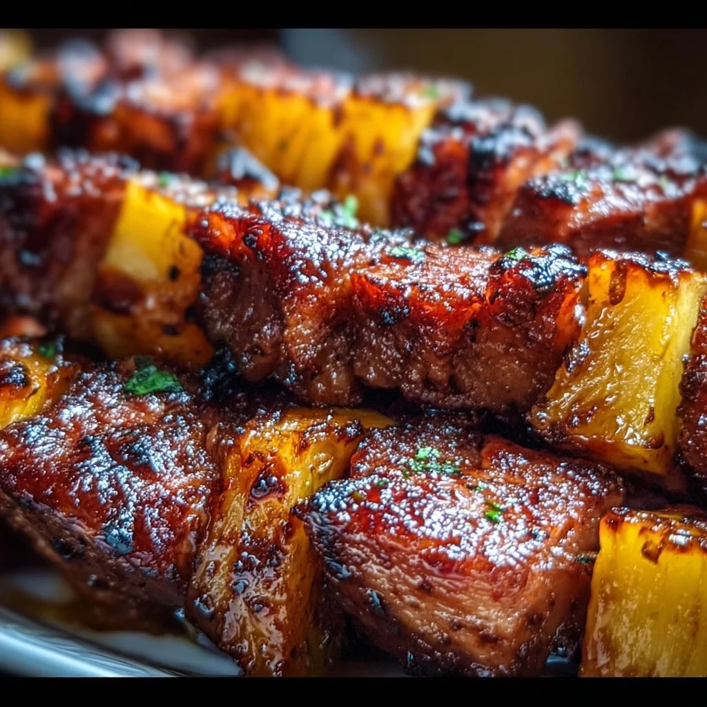 Pineapple BBQ Pork Skewers