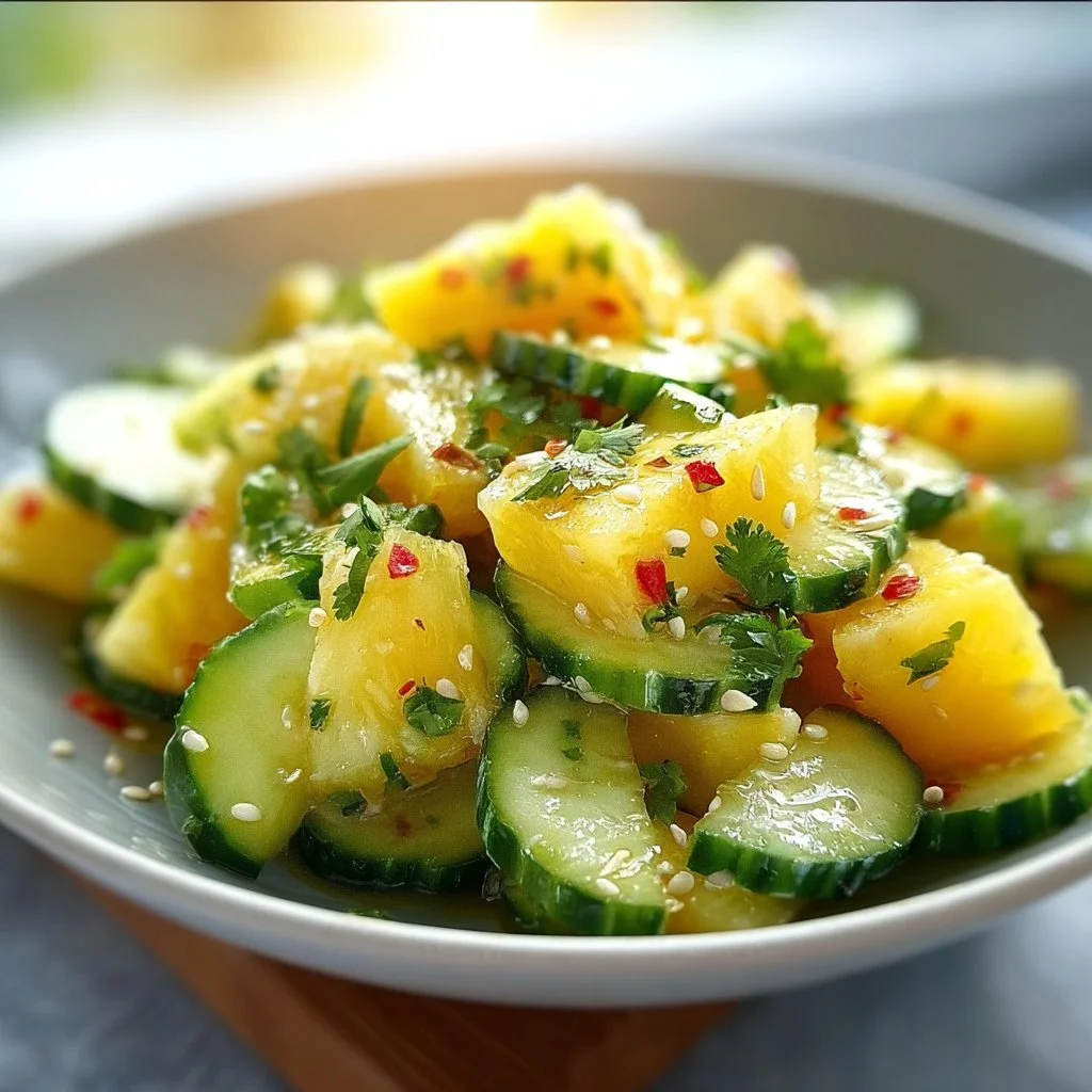 Fresh Pineapple Cucumber Salad with vibrant colors and healthy ingredients.