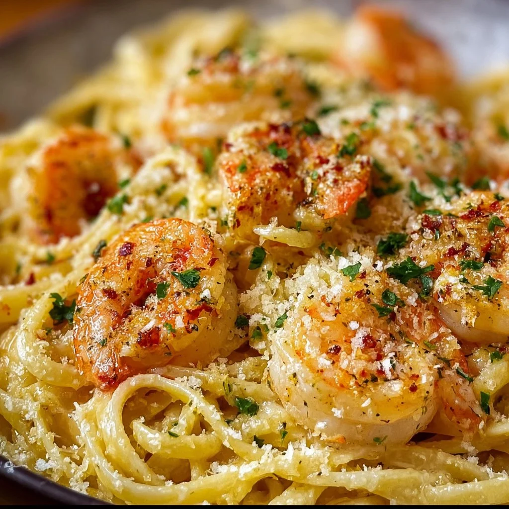 Shrimp Scampi Garlic Cream Pasta