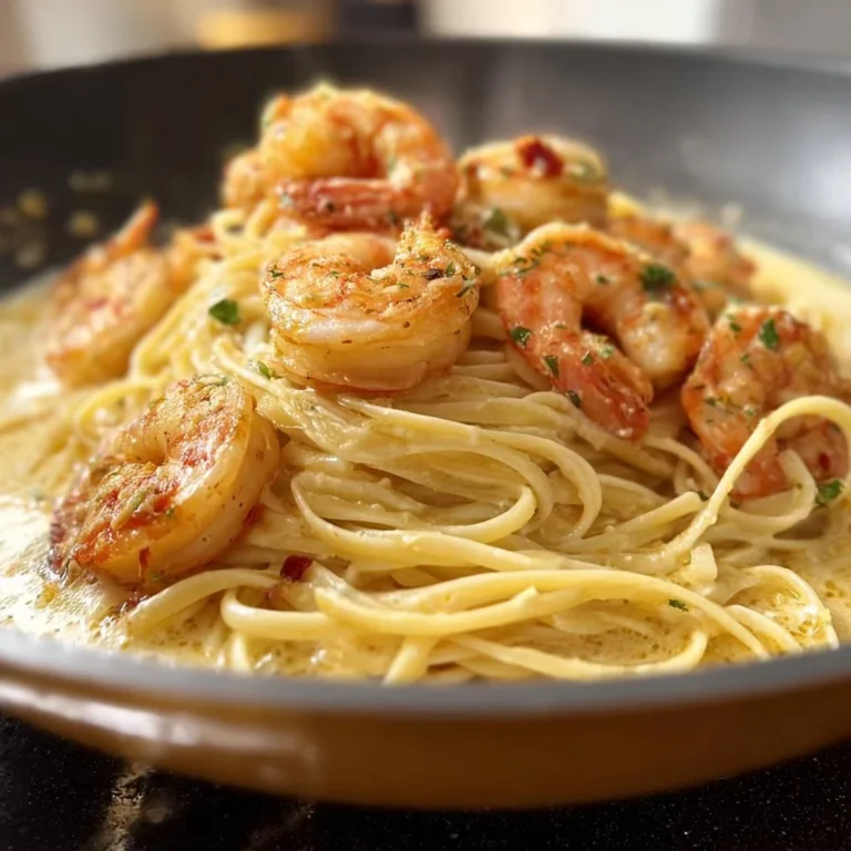 Delicious shrimp scampi pasta with garlic and herbs presented on a plate