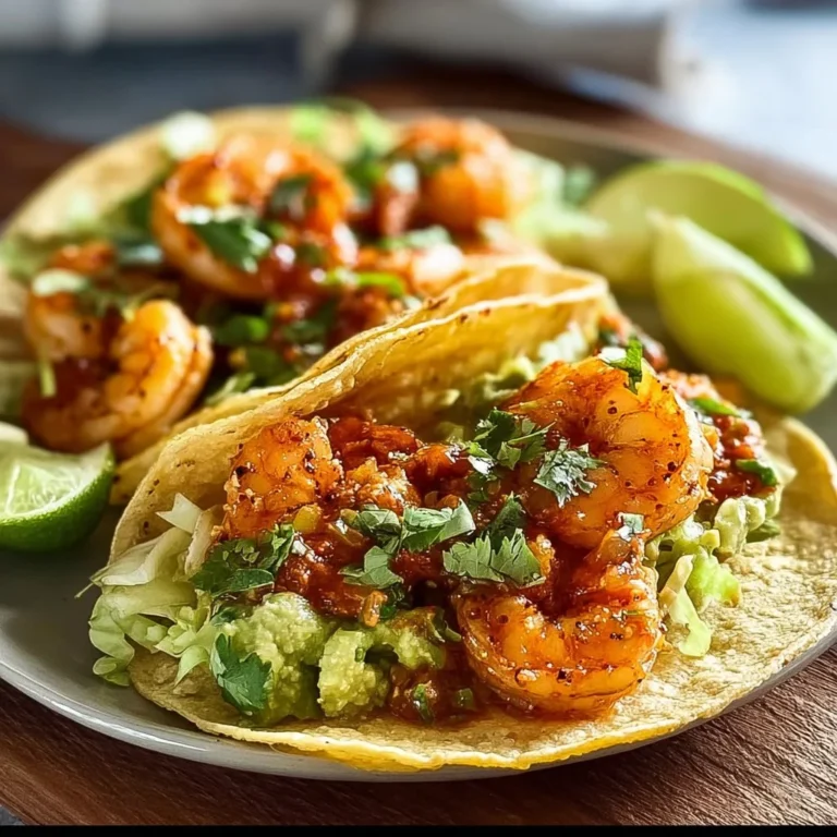 Delicious shrimp tacos served with fresh toppings and lime wedges.