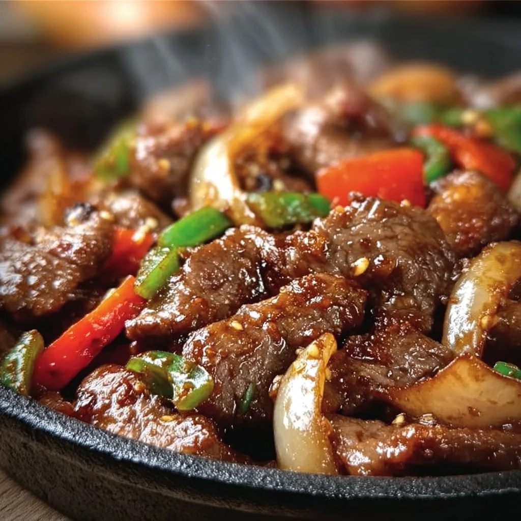 Sizzling Chinese Pepper Steak with Onions