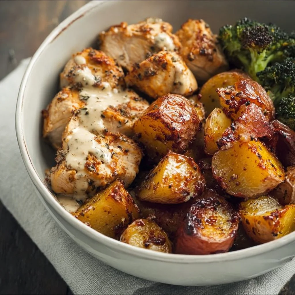 Skinny Chicken and Roasted Potato Bowl