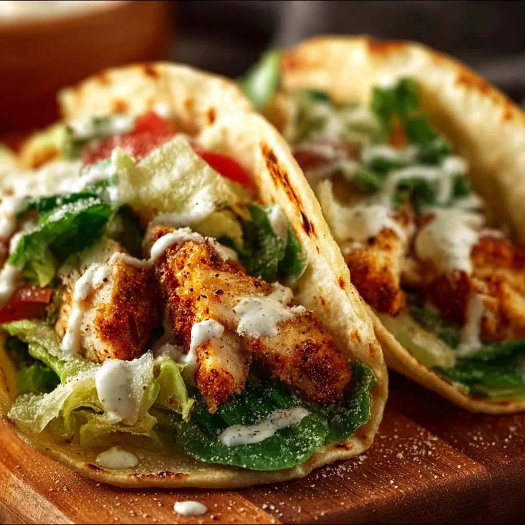 Smash Chicken Caesar Tacos