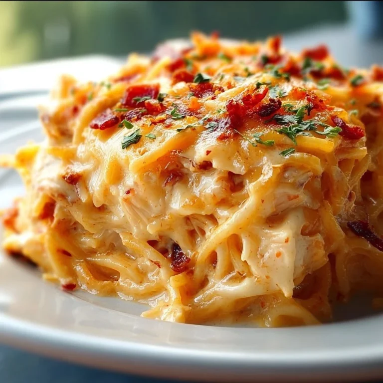 Spicy Southern Cheesy Chicken Spaghetti Casserole served in a dish
