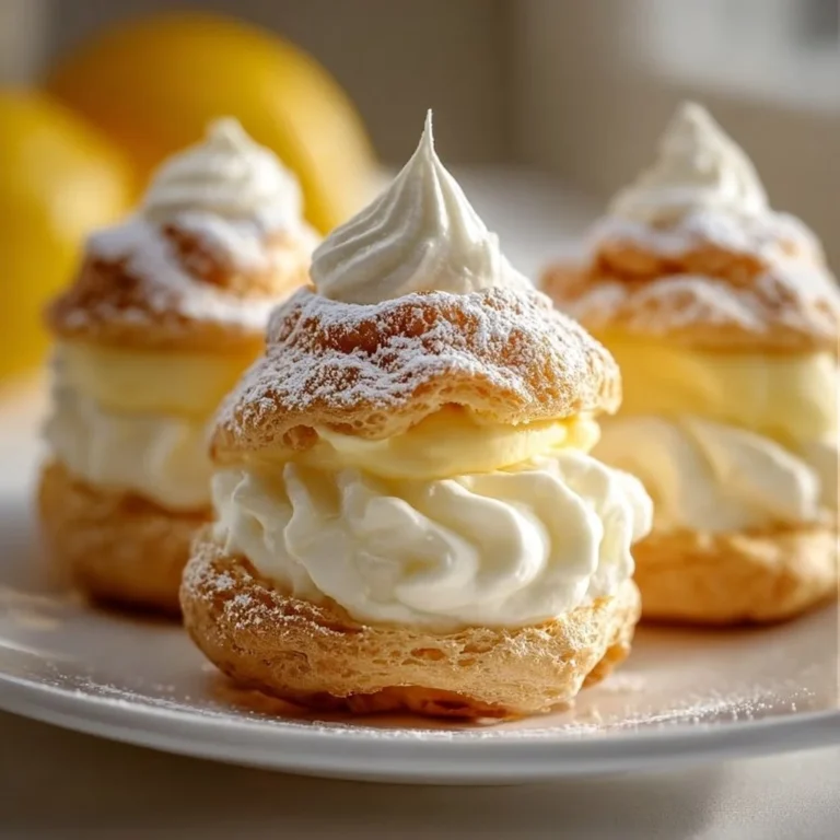 Springtime lemon cream puffs filled with creamy lemon filling, perfect for dessert.