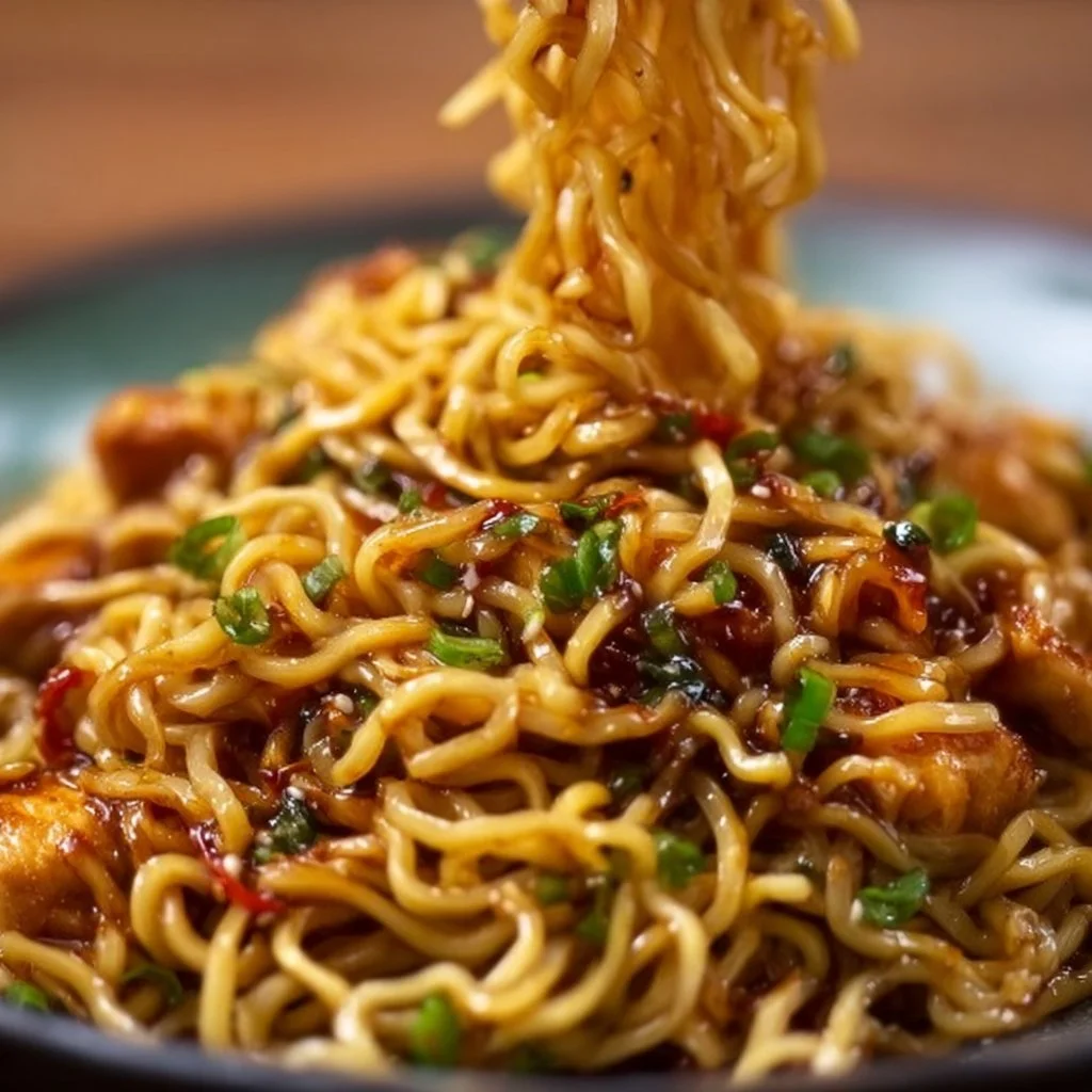 Sticky Garlic Chicken Noodles