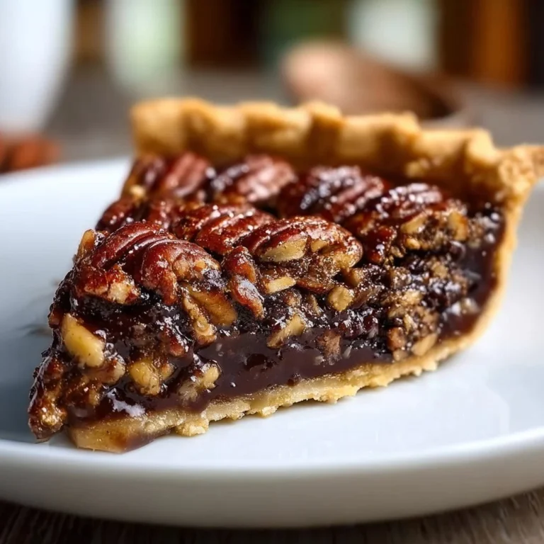 Slice of Texas Chocolate Pecan Pie with chocolate and pecans
